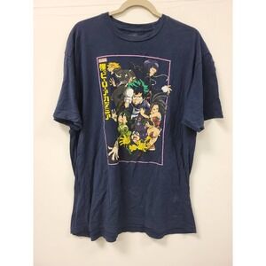 Funimation My‎ Hero Academia T-Shirt XL Anime Manga Graphic Tee Navy Blue Mens